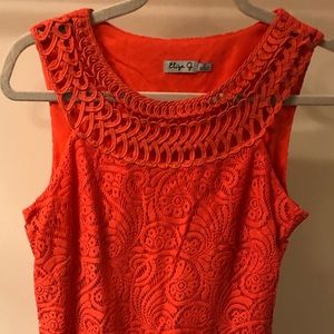 Knee length lace appliqué dress